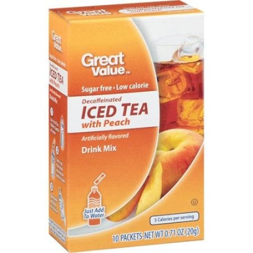 Great Value: Decaffeinated Iced Tea With Peach Drink Mix, .71 Oz