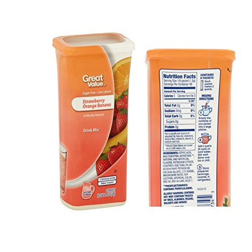 Great Value Drink Mix, Sugar Free, Early Rise Orange, Orange Str