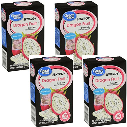Great Value Energy Drink Mix Dragon Fruit, 10 ct, Pack of 4