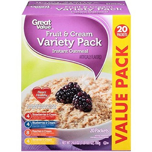 Great Value Fruit &Amp; Cream Variety Pack Instant Oatmeal, 20 Count