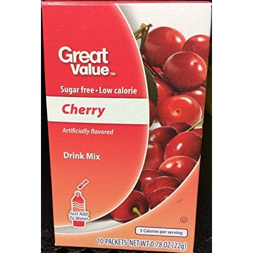 Great Value Sugar Free, Low Calorie Cherry Drink Mix Pack Of 6