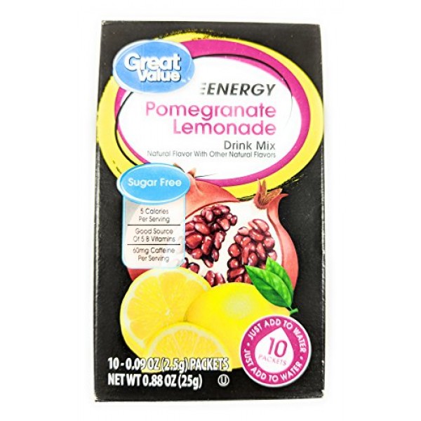 Great Value Sugar Free, Low Calorie ENERGY Pomegranate Lemonade ...