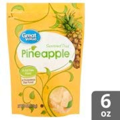 Great Value Sweetened Dried Pineapple, 6 Oz Pack Of 2