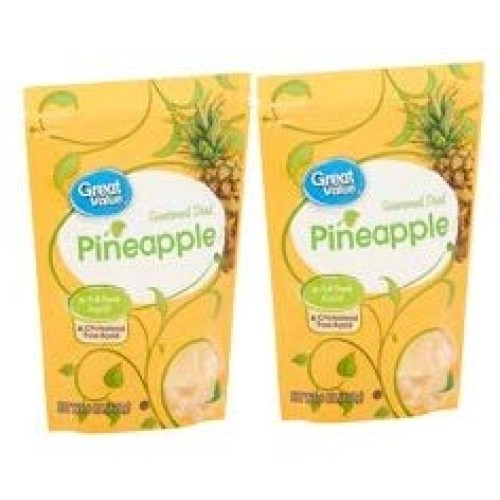 Great Value Sweetened Dried Pineapple, 6 Oz Pack Of 2