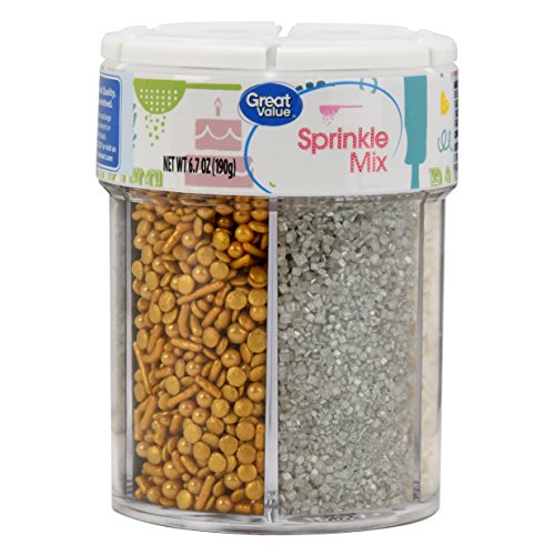 Great Value Sprinkle Mix, 6-Cell, Gold/Silver/Black/White, 6.35 Oz