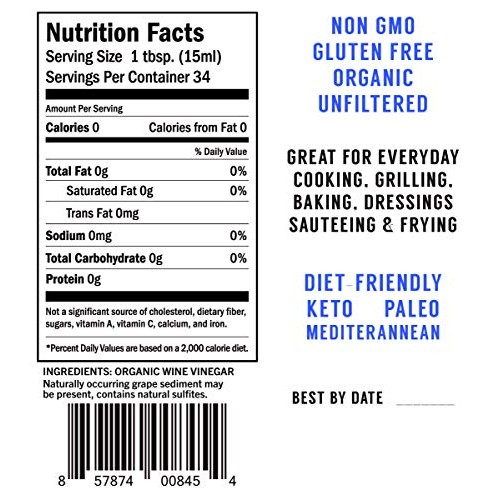 Premium Greek Red Wine Vinegar | 16.9 Oz | Organic | Non-Gmo | G