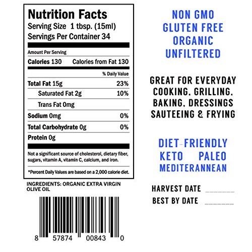 Usda Certified Greek Organic Extra Virgin Olive Oil | 16.9Oz | N