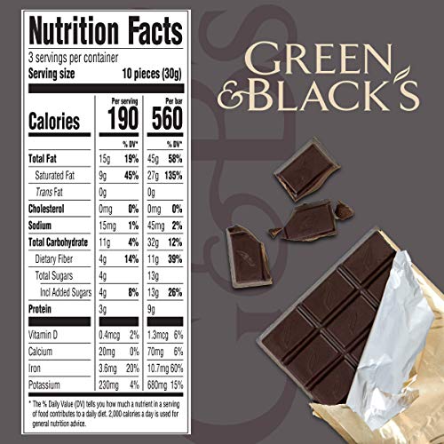 Green &Amp; Blacks Organic Dark Chocolate Bar, 85% Cacao, Easter Ch Green &Amp; Blacks Organic Dark Chocolate Bar, 85% Cacao, Easter Ch