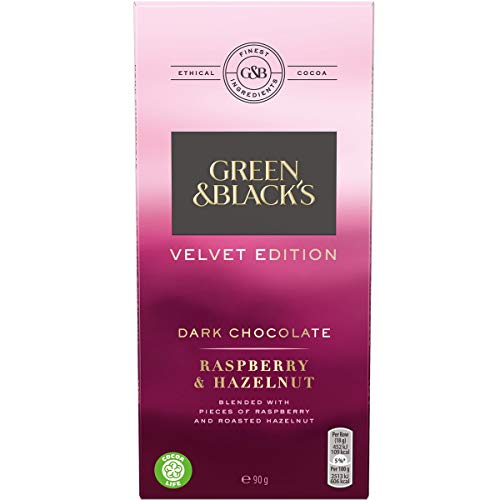 Green &Amp; Blacks Velvet Dark Chocolate With Raspberry &Amp; Hazelnut 90G Green &Amp; Blacks Velvet Dark Chocolate With Raspberry &Amp; Hazelnut 90G