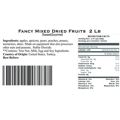 Fancy Mixed Dried Fruits, 2 Lb Mixed Fruits
