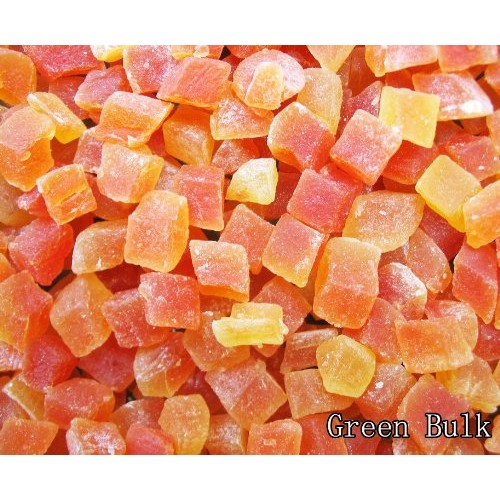 Natural Dried Papaya Dices, Low Sugar, Unsulphured, 2 Lb From Gr