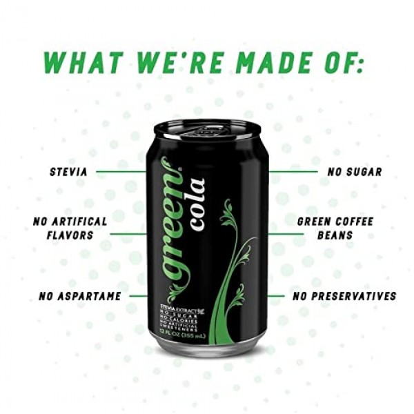 Green Cola - Zero Sugar, Zero Calories, Naturally Sweetened with...