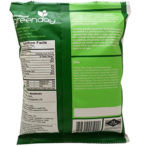 Green Day Okra Chips Snack, Real Vegetable, 25 Gram Pack Of 5