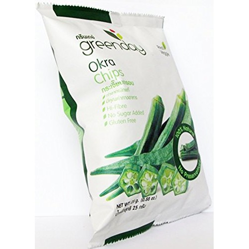 Green Day Thai Snack Okra Chips, Real Vegetable, 25 Gram
