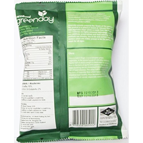 Green Day Thai Snack Okra Chips, Real Vegetable, 25 Gram