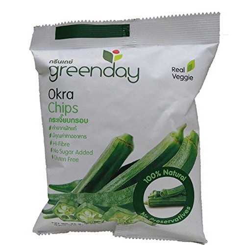 Green Day Thai Snack Okra Chips, Real Vegetable, 25 Gram