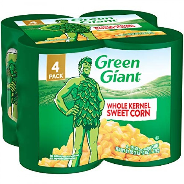 Green Giant Whole Kernel Sweet Corn, 4 Pack of 15.25 Ounce Cans