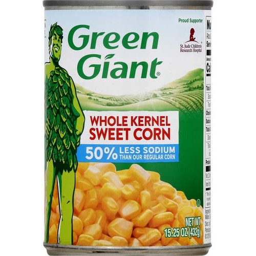 Green Giant Whole Kernel Sweet Corn 50% Less Sodium, 15.25 Oz