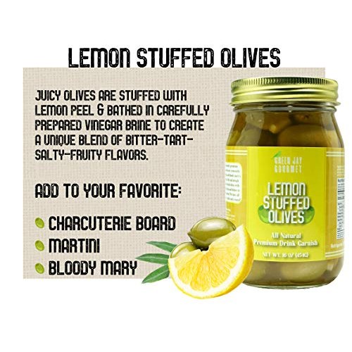 Green Jay Gourmet Lemon Stuffed Olives – Stuffed Green Olives Fo