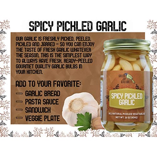 Green Jay Gourmet Pickled Garlic Cloves In A Jar - Spicy Pickled