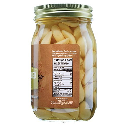 Green Jay Gourmet Pickled Garlic Cloves In A Jar - Spicy Pickled
