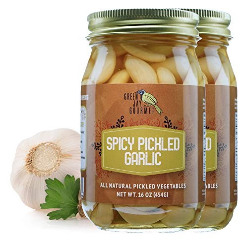 Green Jay Gourmet Pickled Garlic Cloves In A Jar - Spicy Pickled