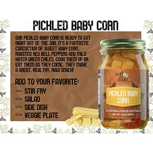 Green Jay Gourmet Pickled Hatch Baby Corn In A Jar - Fresh Hand