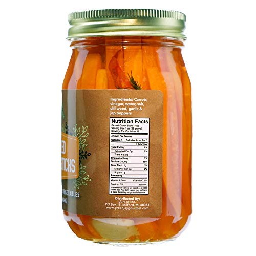 Green Jay Gourmet Spicy Pickled Carrot Sticks In A Jar - Fresh H