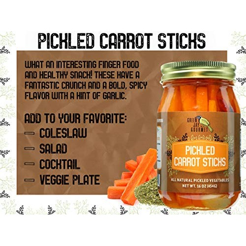 Green Jay Gourmet Spicy Pickled Carrot Sticks In A Jar - Fresh H