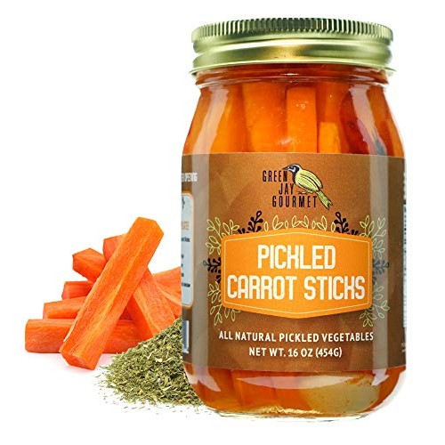 Green Jay Gourmet Spicy Pickled Carrot Sticks In A Jar - Fresh H