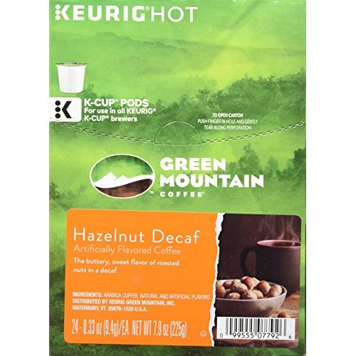 Green Mountain Coffee Hazelnut Decaf, Light Roasted, K-Cup Porti
