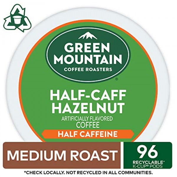 Green Mountain Coffee Half Caff Hazelnut, Keurig Single-Serve K ...