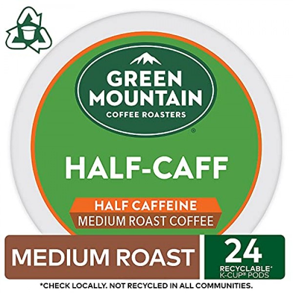 Keurig, Green Mountain Coffee, Half-Caff, 24 K-Cup Packs for Keu...