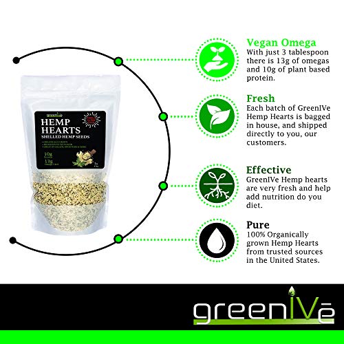 Greenive - Hemp Hearts - Hulled Hemp Seeds - Protein + Fiber - E