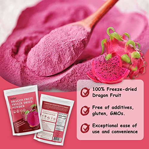 GRELIM Dragon Fruit Powder 4.23 Oz, Fresh Freeze Dried Pitaya Po...