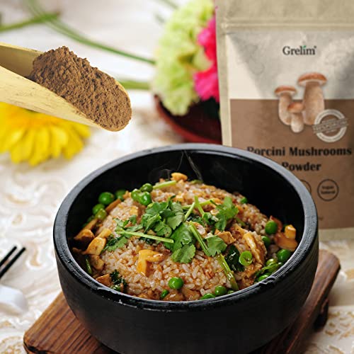 GRELIM Porcini Powder 4.23 Oz, Wild Fresh Dried Porcini Mushroom...