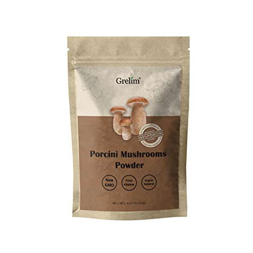 GRELIM Porcini Powder 4.23 Oz, Wild Fresh Dried Porcini Mushroom...