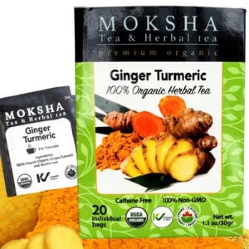 Pure Organic Turmeric Tea Bags with Ginger - Ginger Tea Bags wit...