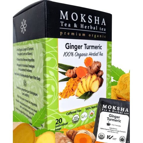 Pure Organic Turmeric Tea Bags with Ginger - Ginger Tea Bags wit...