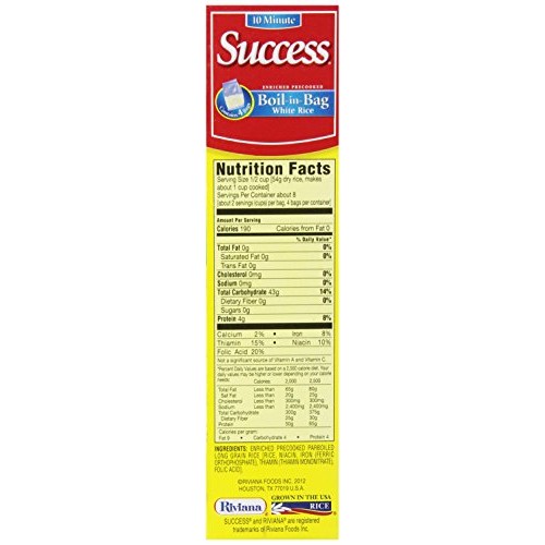 Success Boil-In-Bag Rice, Long Grain White Rice, 14 Oz Box