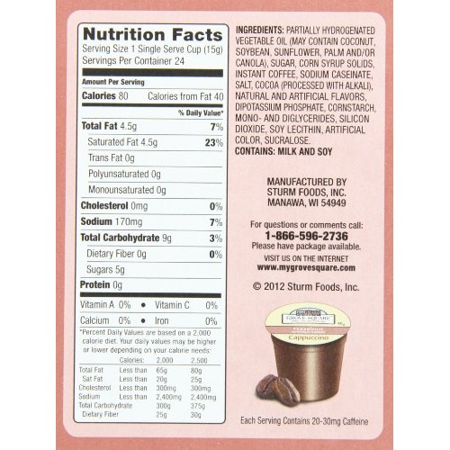 Grove Square Cappuccino, Hazelnut, 24 Single Serve Cups