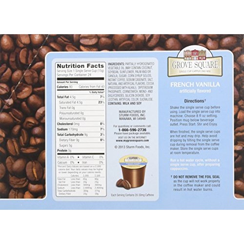 Grove Square Cappuccino Cups, French Vanilla, Single Serve Cup F