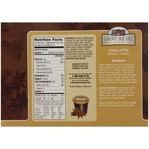 Grove Square Tea, Chai Latte, 24 Single Serve Cups