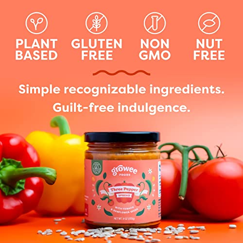 Growee Foods Vegan Three Pepper Spread & Dip, Made from Sweet Re...