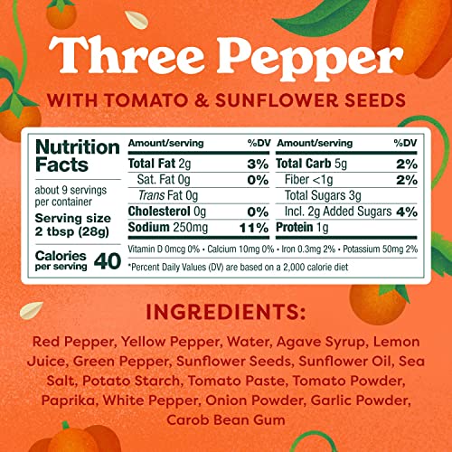 Growee Foods Vegan Three Pepper Spread & Dip, Made from Sweet Re...