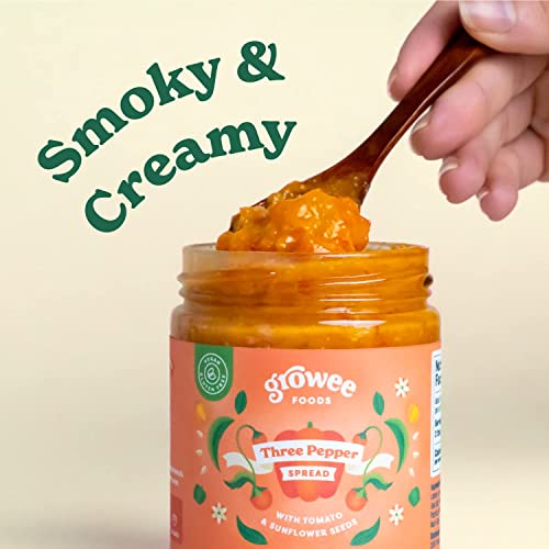 Growee Foods Vegan Three Pepper Spread & Dip, Made from Sweet Re...