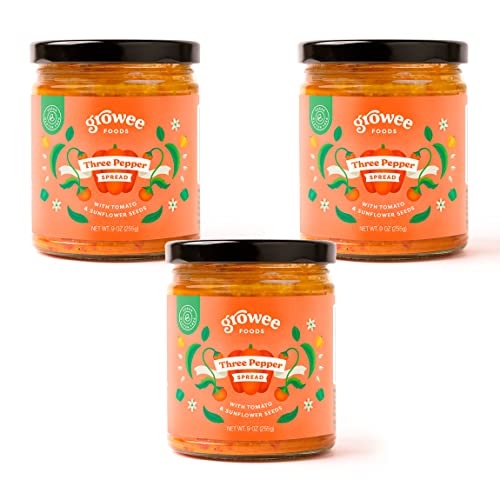 Growee Foods Vegan Three Pepper Spread & Dip, Made from Sweet Re...