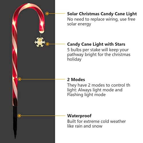 GROYARD 8Pack Solar Christmas Candy Cane Lights Snowflake Outdoo...