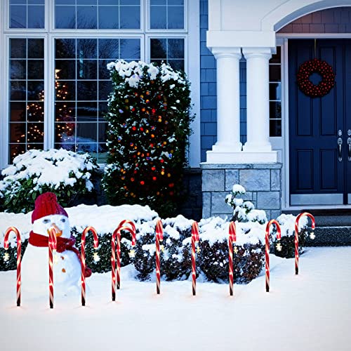 GROYARD 8Pack Solar Christmas Candy Cane Lights Snowflake Outdoo...