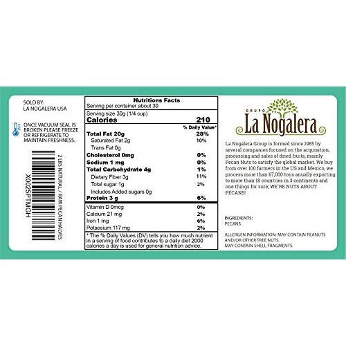 La Nogalera Pecans - Fresh Crop Of 2 Lbs Natural Halves. Raw Pec